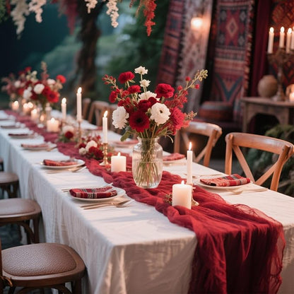 6 Pack Red Valentine's Day Cheesecloth Table Runner Gauze Table Runner 35x120 - Image 8