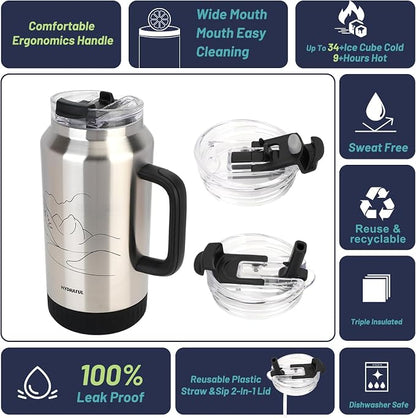 Hydraful 64 oz Tumbler with Handle and Straw - Image 2