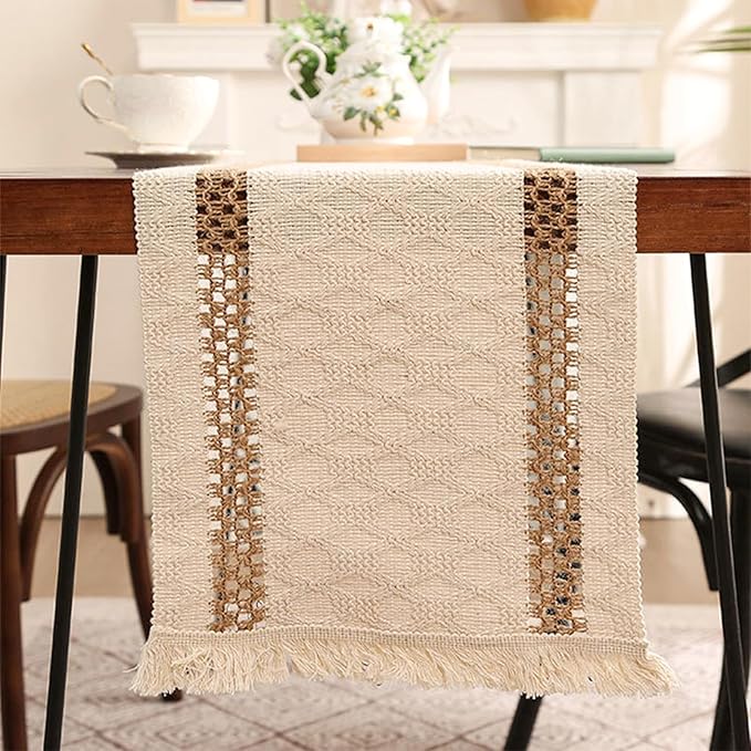 Boho Table Runner for House Decor 132 Inches Long Farmhouse Macrame Table - Image 5