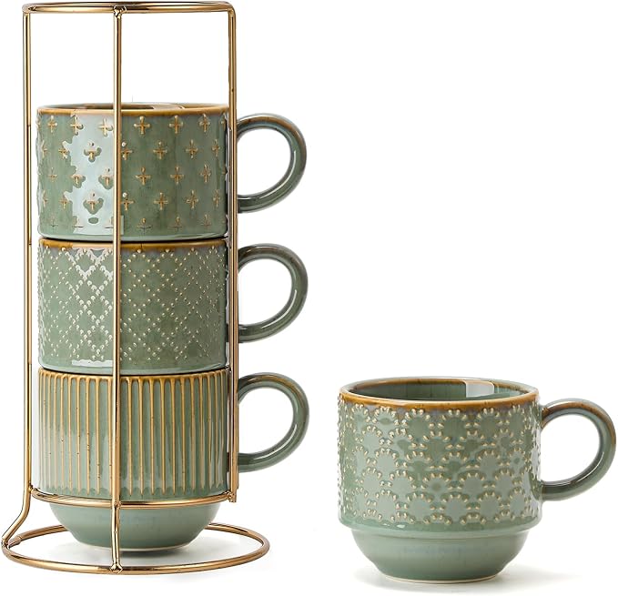 JIEMEI HOME Large Ceramic Coffee Mug Set of 4 by JHJIEMEIHOME