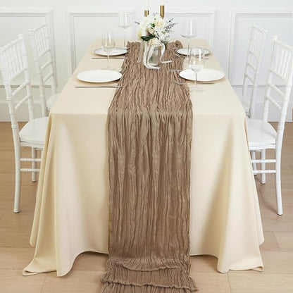12 Pack Nude Cheesecloth Table Runner 120 Inch Boho Wedding Decor | Cheesecloth - Image 4