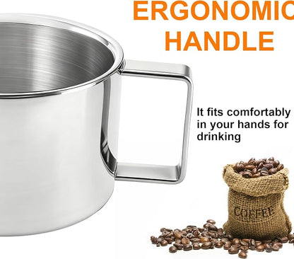 ZENFUN 4 Pack 6.8 oz Coffee Cups Set, 18/8 Stainless Steel Espresso Cup - Image 3