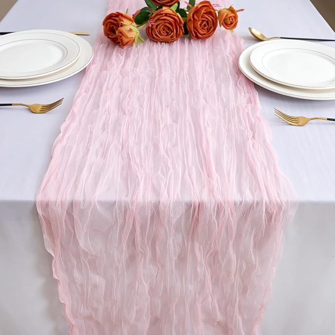 Pink Cheesecloth Table Runner Summer Halloween Christmas 10Ft Cheese Cloth by Euphonium