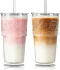 SoulTimes 20oz Ribbed & Floral Glass Tumbler by SoulTimes