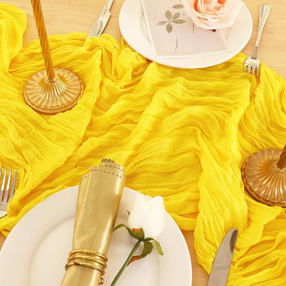 1 Pack Yellow Cheesecloth Table Runner 120 Inch Boho Wedding Decor | - Image 6