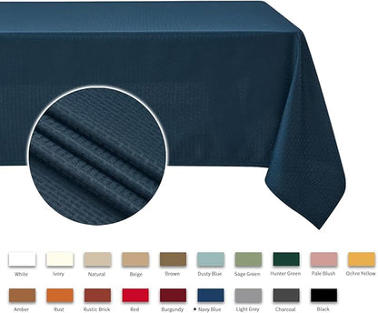 maxmill Jacquard Tablecloth Stain Resistant Waterproof Wrinkle Free Spillproof Washable Soft Weaved Texture Table Cloth for Dining Room, Indoor Outdoor Use, Rectangle 60 x 140 Inch, Navy Blue