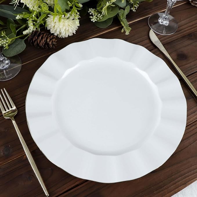 Efavormart 11" Dinner Plates – Set of 10 Plastic White Round Disposable Plates - Image 9