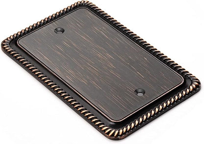 Henne Bery Rope Edge Decorative Wall Plate Switch Plate Outlet Cover (Single Blank, 2 Pack, Aged Bronze)