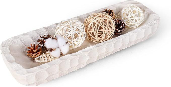 Oakrain Decorative Bowl for Home Decor Wood 16" Long Dough Bowl Hand-carved | by Oakrain