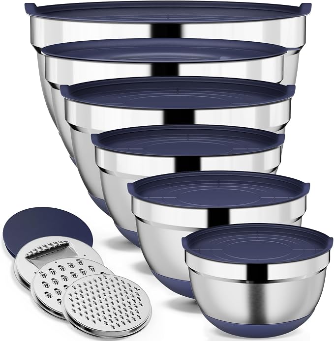 9 Pack Mixing Bowls with Airtight Lids Set, Stainless Steel Mixing Bowls with by Hybemmy