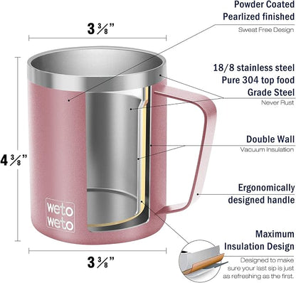 WETOWETO 14 oz Coffee Mug, Vacuum Insulated Camping Mug - Image 3