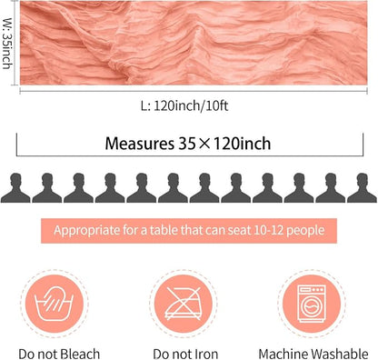 10 Pack Coral Peach Cheesecloth Table Runner 35x120 Inch, 10FT Semi Sheer Boho - Image 6