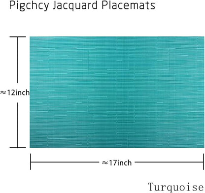 PIGCHCY Placemats Set of 12 Washable Durable Place Mats Vinyl Heat Resistant Non-Slip Table Mats Indoor Outdoor (Turquoise)