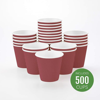 Restaurantware Ripple Wall Coffee Cups 500 Count 8 Ounce Insulated Crimson - Image 2