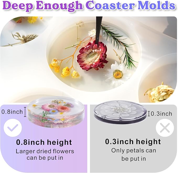LET'S RESIN Extra Deep Resin Coaster Molds Silicone, 4 Inches Silicone Molds | - Image 4