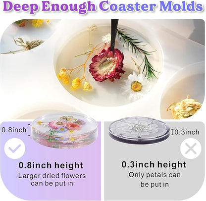 LET'S RESIN Extra Deep Resin Coaster Molds Silicone, 4 Inches Silicone Molds | - Image 4