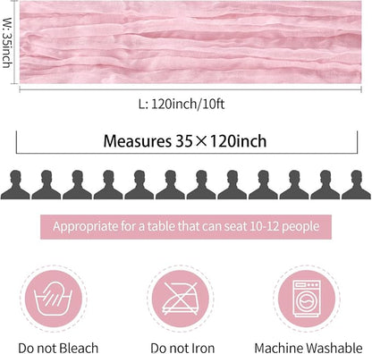 3 Pack Light Pink Cheesecloth Table Runner 35x120inch, Summer Rustic Gauze - Image 6