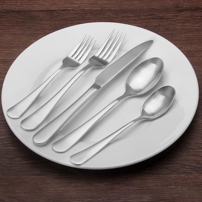 Matte Silverware Set, 20-Piece Stainless Steel Flatware Set, Kitchen Utensil - Image 6