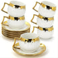 3.5 OZ Espresso Cups with Saucers, Ceramic Coffee Cup Set of 6, Turkish Coffee by Hebaogugu