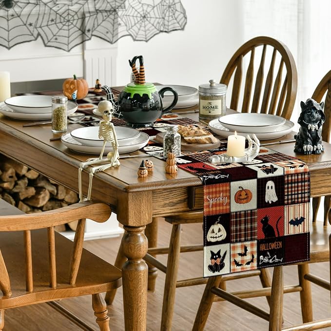 Artoid Mode 210 GSM Halloween Table Runner 13x48 Inch Home Party Decor | Black - Image 4