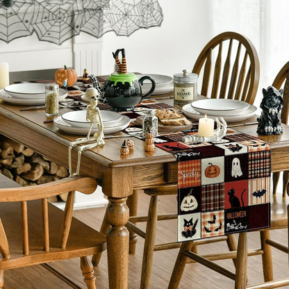Artoid Mode 210 GSM Halloween Table Runner 13x72 Inch Home Party Decor | Black - Image 4