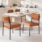 Modern Dining Chairs Set of 4, Kitchen Chairs with Thick Cushions and Adjustable Foot Pads, Upholstered Faux Leather Dining Room Chairs with Sturdy Metal Legs,Brown