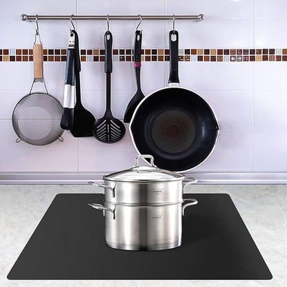 Silicone Placemats, Food-Grade Non-Slip Waterproof, Dining, Stain Resistant, Countertop Protector, Kitchen Counter Mat, Heat Resistant, Baking mat Dishwasher Safe (23.6"×15.7"-1pack, Black)