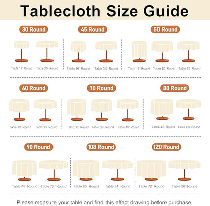 JIUZHEN Round Table Cloth Faux Linen Farmhouse Tablecloth Wrinkle and Stain Resistant Decorative Fabric Table Cover for Kitchen, Dining Room, Parties and Camping, Beige, 108 Inch Round