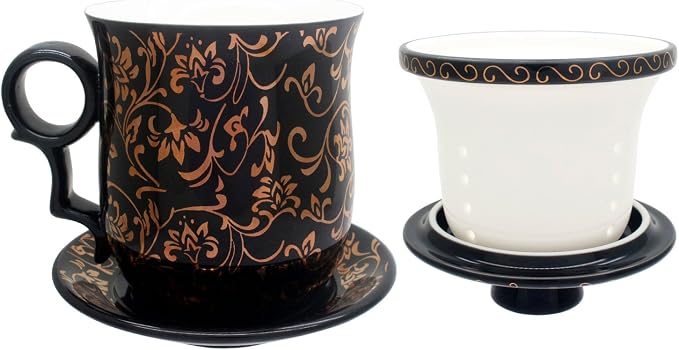 Porcelain Tea Cup with Infuser Lid and Saucer Sets - Image 4