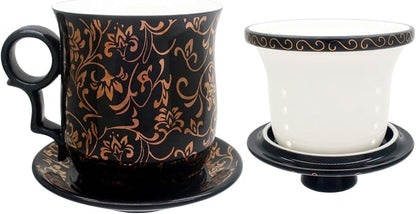 Porcelain Tea Cup with Infuser Lid and Saucer Sets - Image 4
