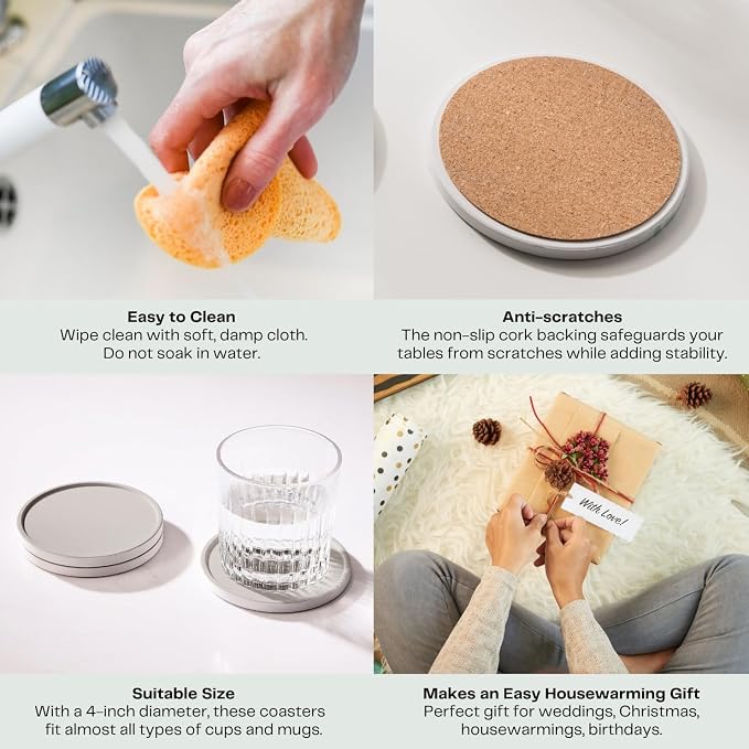 Set of 6 Warm Gray Coasters - Image 4