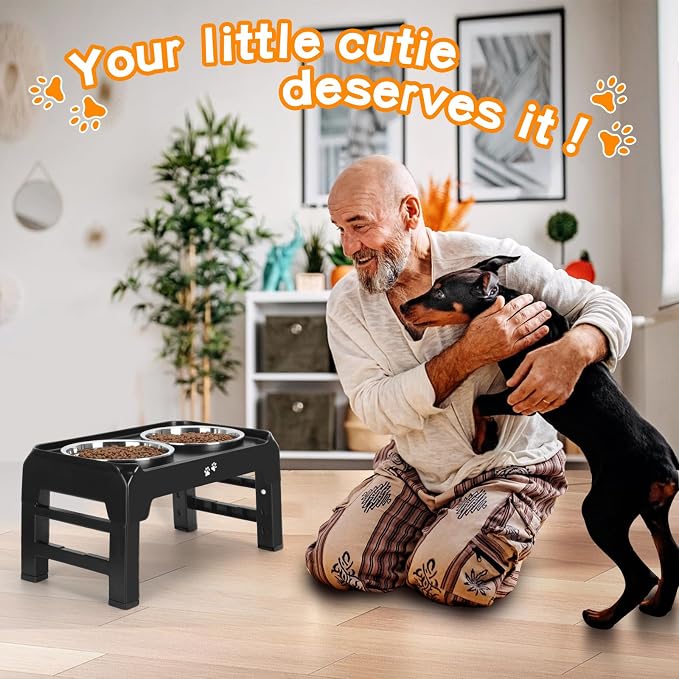 COMESOON Elevated Dog Bowls, 4 Height Adjustable Raised Bowl Stand - Image 7