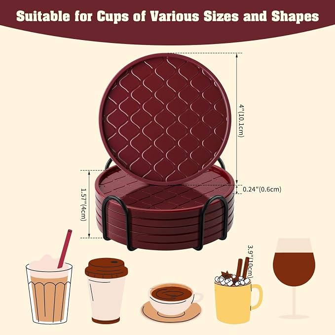 Coasters Set of 6, Hot or Cold Drink Coasters - Image 4