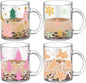 Tioncy 4 Pcs Christmas Coffee Mugs 12 oz Christmas Glass Cups by Tioncy