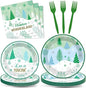 96Pcs Christmas Winter Forest Party Supplies Winter Wonderland Paper Plates and by Justforjoyful