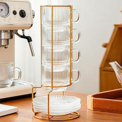 5.4 oz Espresso Cups Set of 4, Stackable Small Cup - Image 6