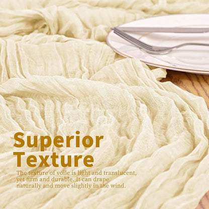 4 Pack Ivory Table Runner 17 x 108inch Cheesecloth Table Runner Boho Gauze - Image 2