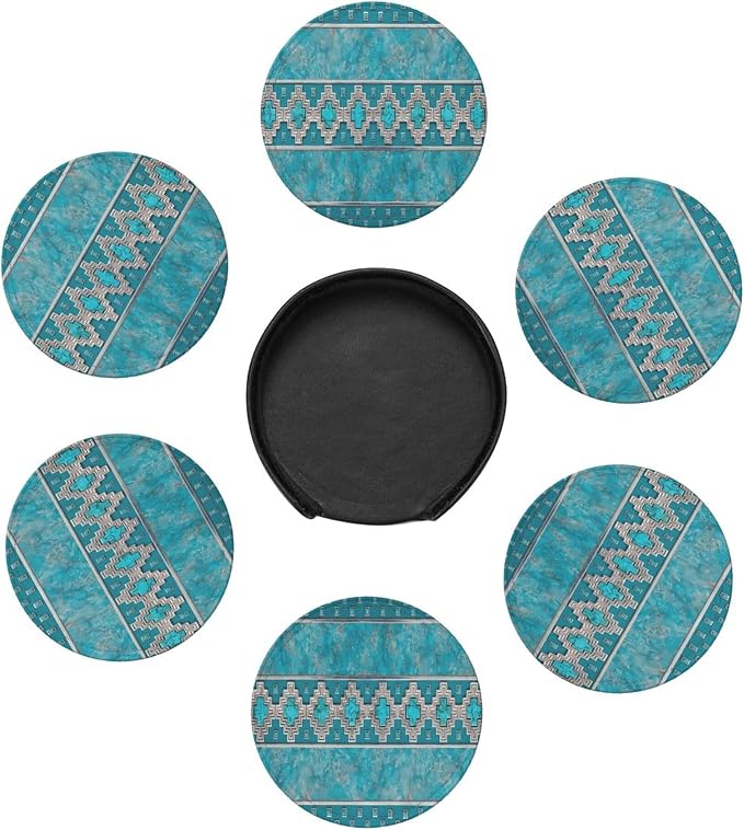 6 Pcs Silver Santa Southwest Turquoise Arizona Desert Western Lodge Leather - Image 7