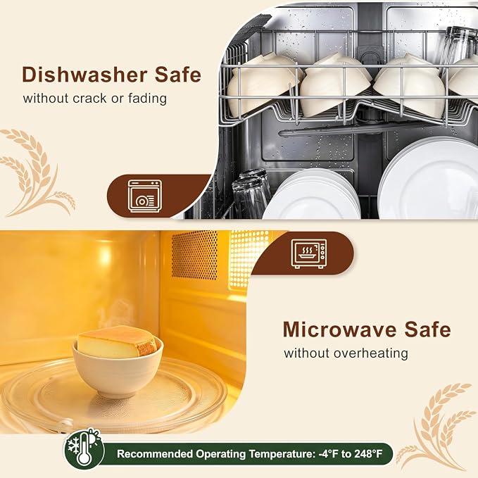 Snack Bowls Sets of 8, Unbreakable & Lightweight Wheat Straw Bowls 10oz - Image 4