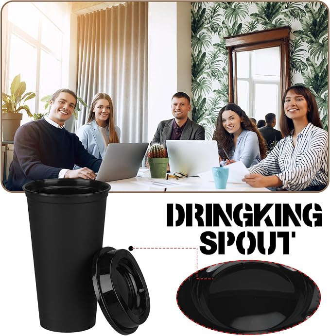 Domensi 15 Pack Reusable Plastic Coffee Cups - Image 3