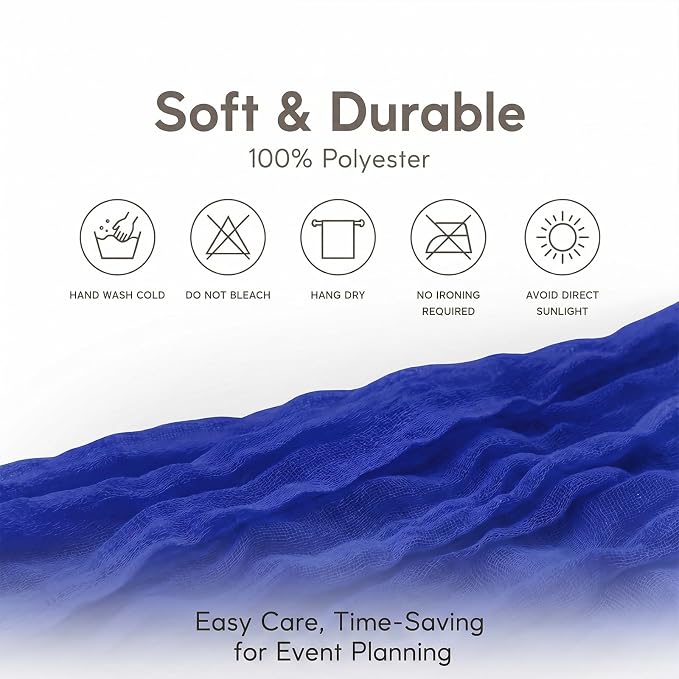 10 Pack Royal Blue Table Runner 10FT Gauze Cheesecloth Table Runner | 21x120 - Image 7