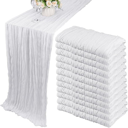 12 Pack 13Ft Cheesecloth Table Runner 35x157 Inch Boho Gauze Table Runner by Fivenl