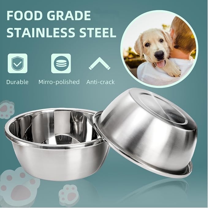 WRINGKIT 2 Pack Large Dog Bowls, 1.5 Gallons Deep Stainless Steel Water Food - Image 2
