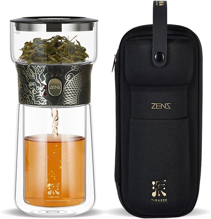 ZENS Glass Infuser Teapot, Cool One Touch Tea Maker by ZENSLIFESTYLE