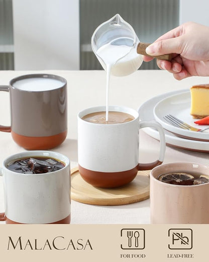 MALACASA Ceramic Coffee Mugs Set of 4, 11oz Coffee Cups, Modern Farmhouse Mugs - Image 3