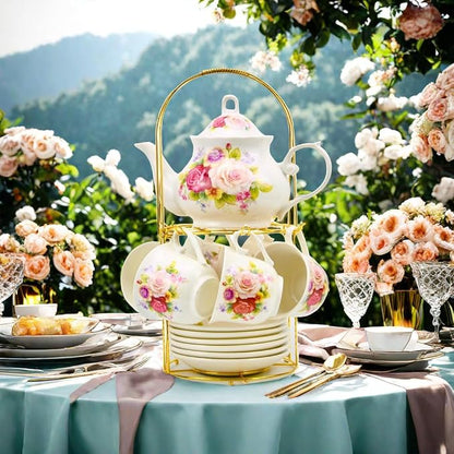 20-Pieces Porcelain Bone china Tea Sets, Tea Gift Sets - Image 3