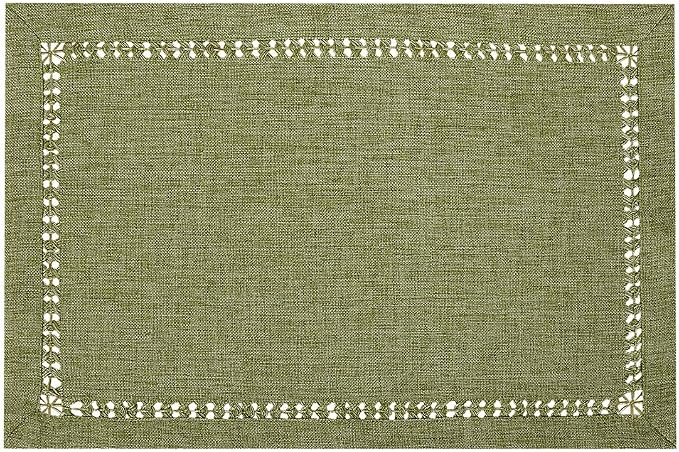 Grelucgo Set of 4 Handcrafted Solid Sage Green Color Dining Table Place-mats - Image 3