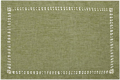 Grelucgo Set of 4 Handcrafted Solid Sage Green Color Dining Table Place-mats - Image 3