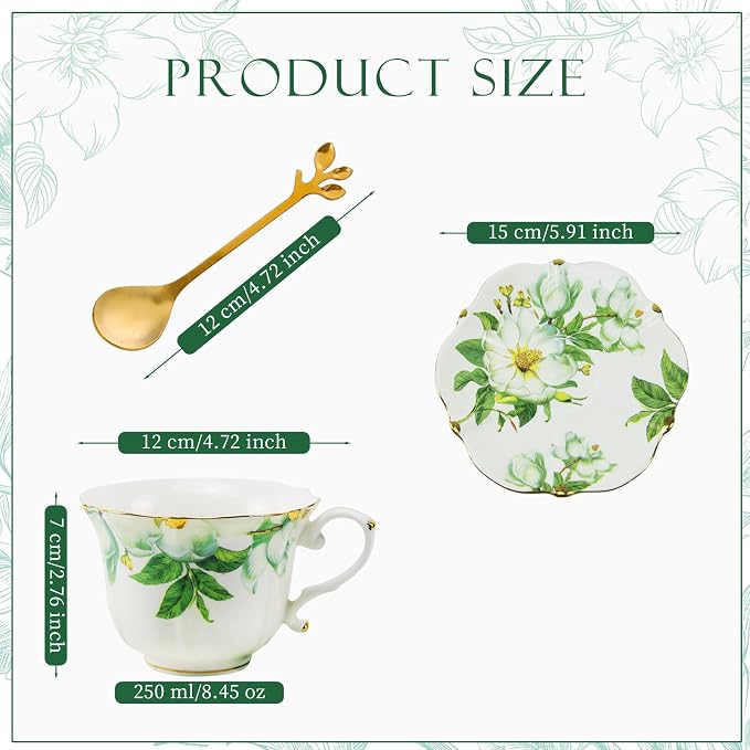 Country Roses Porcelain Tea Cup and Saucer Set - Image 5