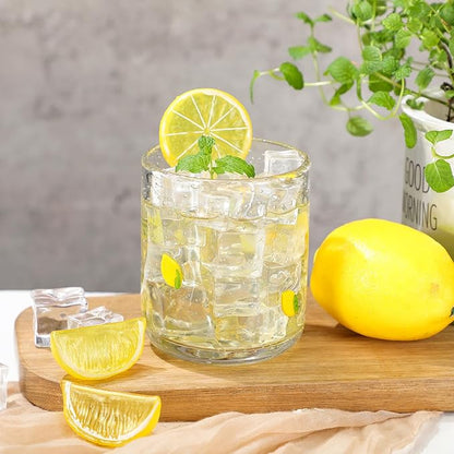 Icon Juice Glasses, 14oz Stemless Wine Drinking Juice Glass Cup for Valentine Party Supplies Gift(1 Pcs,Lemon)